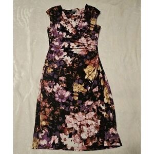 Lauren Ralph Lauren Floral Ruched Faux Wrap Dress Women's Size 4 Gently Used